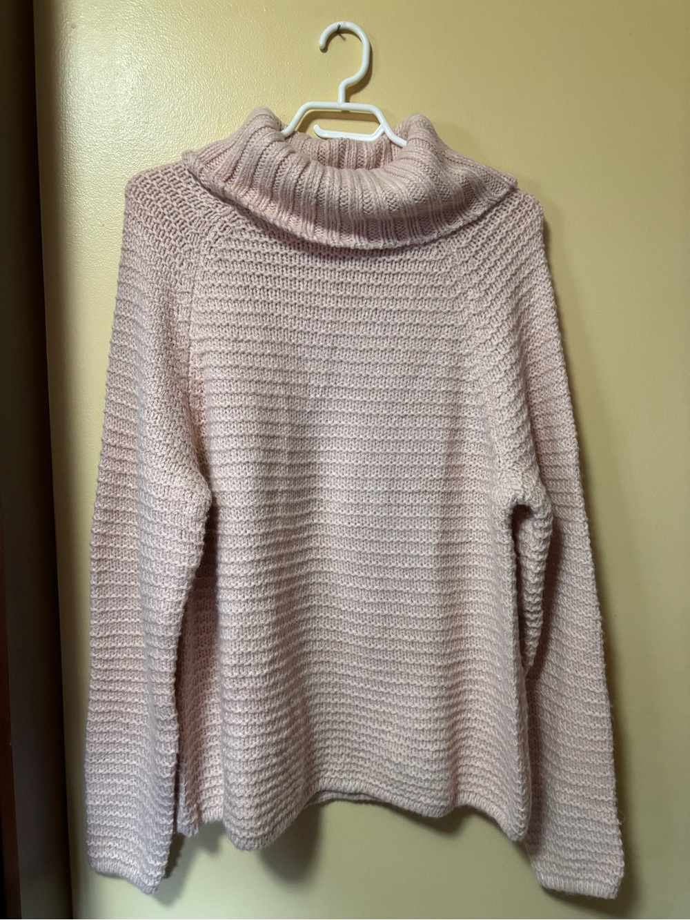 Pale Pink Turtleneck Knit Sweater